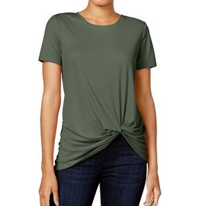 BAR III Olive Green Front Side Tie Knot Top XL